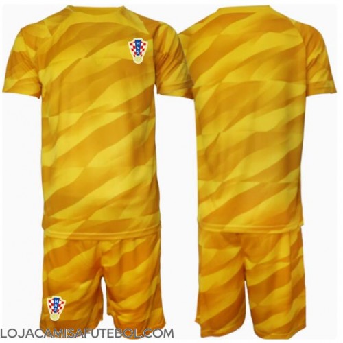 Camisa de Futebol Croácia Goleiro Equipamento Principal Infantil Europeu 2024 Manga Curta (+ Calças curtas)